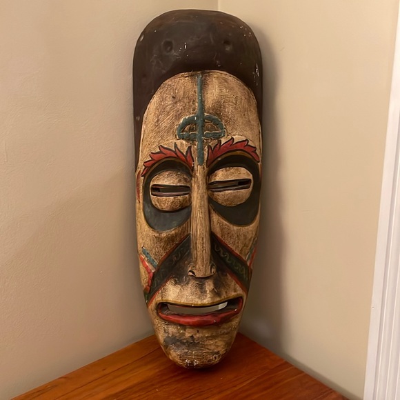 Other - Large tribal carved wood mask Indonesia boho